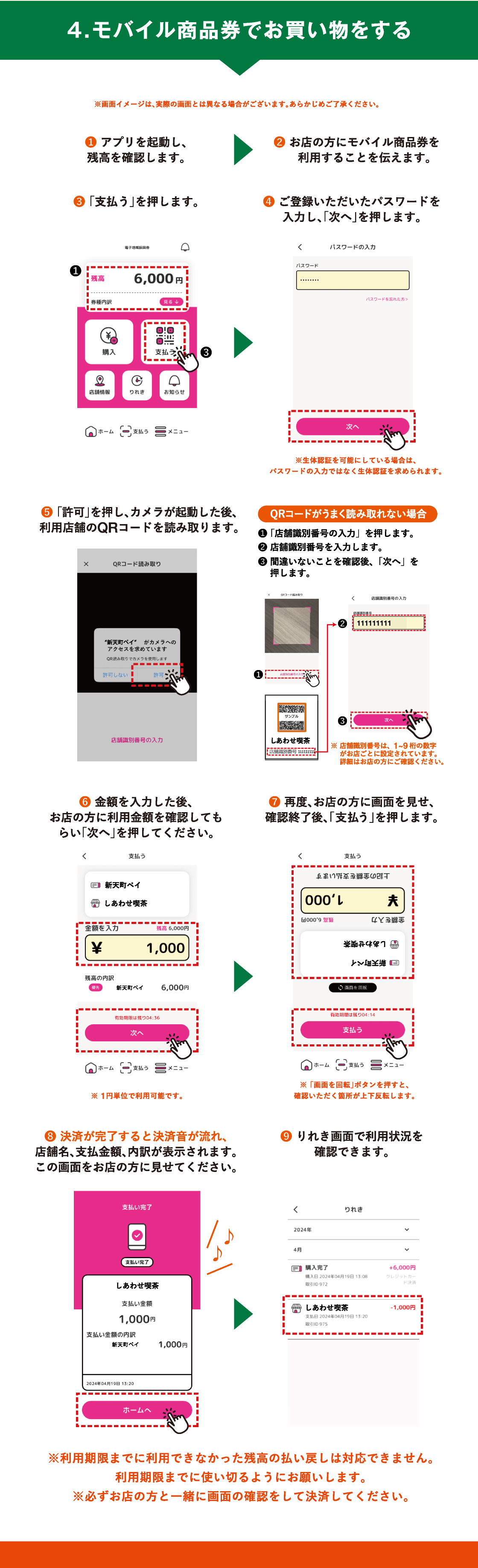 4.モバイル商品券でお買い物をする